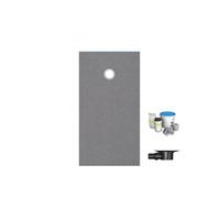 Receveur de douche à carreler 120 x 90 WEDI Fundo Primo rectangle écoulement excentré + bonde horizontale + kit d'étanchéité