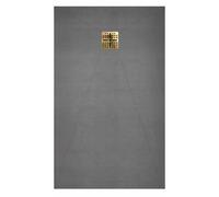 Receveur de Douche à Carreler 120x80cm avec Bonde à Sortie Verticale - Grille Finition Or Brossé
