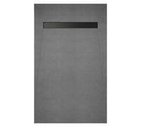 Receveur de douche à carreler 120x90 cm avec bonde écoulement linéaire - Grille finition noire