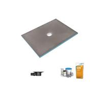 Receveur de douche à carreler 140 x 100 WEDI Fundo Primo écoulement centré + bonde horizontale + kit d'étanchéité + colle 320