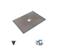 Receveur de douche à carreler 140 x 90 WEDI Fundo Primo rectangle écoulement centré + bonde verticale + kit d'étanchéité