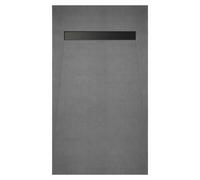 Receveur de douche à carreler 140x90 cm avec bonde écoulement linéaire - Grille finition noire