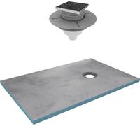 Receveur de Douche à Carreler 140x90 cm avec Bondes à Sortie Verticale - Grille Inox