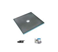 Receveur de douche à carreler 150 x 150 WEDI Fundo Primo carré écoulement centrée + bonde horizontale + kit d'étanchéité