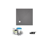 Receveur de douche à carreler 150 x 150 WEDI Fundo Primo carré écoulement excentré + bonde horizontale + kit d'étanchéité