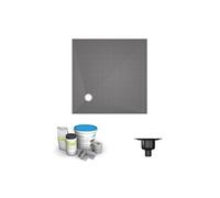 Receveur de douche à carreler 150 x 150 WEDI Fundo Primo carré écoulement excentré + bonde verticale + kit d'étanchéité