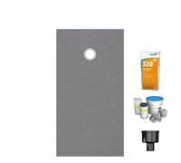 Receveur de douche à carreler 180 x 90 WEDI Fundo Primo écoulement excentré + bonde verticale + kit d'étanchéité + colle 320