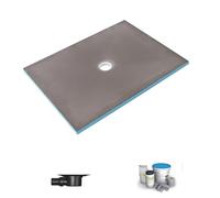 Receveur de douche à carreler 180 x 90 WEDI Fundo Primo rectangle écoulement centré + bonde horizontale + kit d'étanchéité