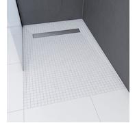 RECEVEUR DE DOUCHE A CARRELER 80x120CM RECOUPABLE SUR MESURE AVEC BONDE CANIVEAU RAINY LINEAR 120