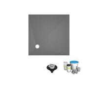 Receveur de douche à carreler 90 x 90 WEDI Fundo Primo carré écoulement excentré + bonde verticale + kit d'étanchéité
