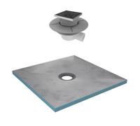 Receveur de Douche à Carreler 90x90 cm avec Bondes à Sortie Horizontale - Grille Inox