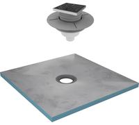 Receveur de Douche à Carreler 90x90 cm avec Bondes à Sortie Verticale - Grille Inox