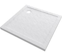 Receveur de douche a poser carre extra plat en acrylique renforcee blanc finition pierre - 90x90 cm