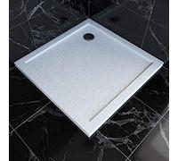 Receveur de Douche a Poser 90x90 cm Extra Plat en Acrylique Blanc Effet Pierre - MOON