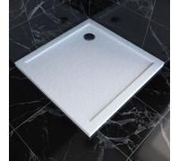 Receveur de douche a poser carre extra plat en acrylique renforcee blanc finition pierre - 90x90 cm