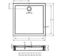 Receveur de douche acrylique rectangulaire RIHO DAVOS 263 130x90x4,5 cm-90 --