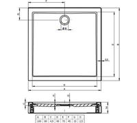 Receveur de douche acrylique rectangulaire RIHO DAVOS 273 80x100x4,5 cm-80 --
