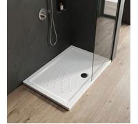 Kiamami Valentina receveur de douche 80x120 cm céramique antidérapant Malte | Épaisseur 6 cm, rebord surélevé, 3 côtés finis, bonde 90 mm non incluse, certification CE