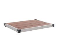 Receveur de douche de jardin WPC avec cadre en acier inoxydable, 80 x 62 cm, marron, tasse de sol avec trous de fixation pré-percés et accessoires de montage pour douches sans obstacles en extérieur