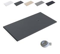 Receveur de Douche en Résine Extra-Plat Antidérapant | Bonde et Grille Anthracite | Anthracite | 90 x 160