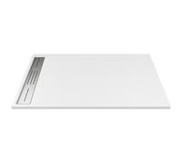 Receveur de douche extra plat à poser ou à encastrer recoupable en résine SMC avec siphon - Blanc - 120 x 90 cm - LYROSA