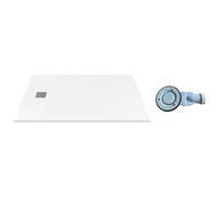 Receveur de douche extra plat à poser ou à encastrer recoupable en résine SMC avec siphon - Blanc - 120 x 90 cm - MIRNOSA