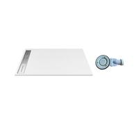 Receveur extra-plat à poser ou à encastrer découpable en résine SMC avec siphon - Blanc - 160 x 90 cm - LYROSA