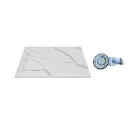 Receveur de douche extra plat à poser ou à encastrer recoupable en résine SMC avec siphon - Blanc marbré - 120 x 90 cm - LYROSA