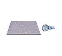 Receveur de douche extra plat à poser ou à encastrer recoupable en résine SMC avec siphon - Effet terrazzo gris - 140 x 90 cm - LYROSA