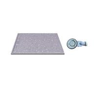 Receveur de douche extra plat à poser ou à encastrer recoupable en résine SMC avec siphon - Effet terrazzo gris - 120 x 90 cm - LYROSA