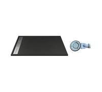 Receveur de douche extra plat à poser ou à encastrer recoupable en résine SMC avec siphon - Noir - 120 x 90 cm - LYROSA