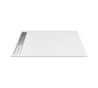 Vente-unique - Receveur de douche extra plat à poser ou à encastrer recoupable en résine SMC - Blanc - 120 x 90 cm - LYROSA
