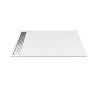 Vente-unique - Receveur de douche extra plat à poser ou à encastrer recoupable en résine SMC - Blanc - 160 x 90 cm - LYROSA