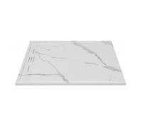 Vente-unique - Receveur de douche extra plat à poser ou à encastrer recoupable en résine SMC - Blanc marbré - 120 x 90 cm - LYROSA