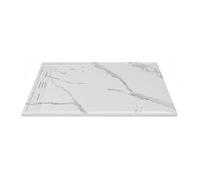 Vente-unique - Receveur de douche extra plat à poser ou à encastrer recoupable en résine SMC - Blanc marbré - 140 x 90 cm - LYROSA