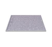 Receveur de douche extra plat à poser ou à encastrer recoupable en résine SMC - Effet Terrazzo gris - 120 x 90 cm - LYROSA