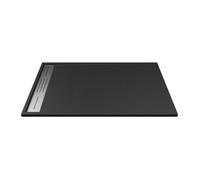 Vente-unique-Receveur extra-plat à poser ou à encastrer découpable en résine SMC - Noir - 120 x 80 cm - LYROSA