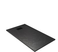 Receveur de douche Noir Effet Pierre 80x120 cm et Grille décor Linéaire Noire Mate