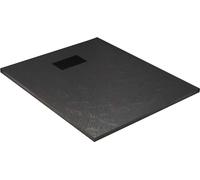 Receveur de douche Noir Effet Pierre 90x120 cm et Grille décor Linéaire Noire Mate