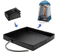 Receveur de douche pliable 104 x 104 x 13 cm, Grand receveur de douche portable avec évacuation, Receveur de douche de camping, Receveur de douche de tente d'intérieur et d'extérieur avec auvent