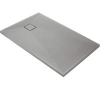 Receveur de douche rectangulaire en granit 140x80 cm Gris Métallique Hydrophobe, Fabriqué en Pologne, Résistant aux chocs et aux taches