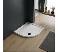 Kiamami Valentina - Plateau de Douche en céramique Blanche 90x90 Semi-Circulaire h6cm Malta