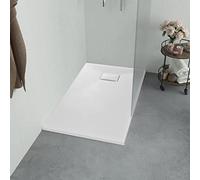 Receveur de douche SMC blanc 100 × 80 cm avec seuil bas, surface en ardoise antidérapante, tasse à fond plat pour un montage sans obstacles, receveur de douche durable pour salle de bain et douche