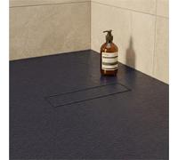 Receveur de douche SOMA aspect pierre extra-plat gris anthracite - Bonde incluse