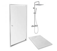 Receveur douche JACOB DELAFON Ipso 80 x 80 + paroi porte pivotante angle + colonne douche Brigitte