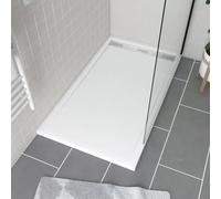 Receveur en acrylique Blanc 80x140x5 cm - Grille Linéaire Chrome - WHITENESS II