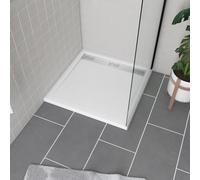 Receveur en acrylique Blanc 80x80x4 cm - Grille Linéaire Chrome - WHITENESS II