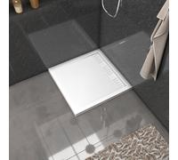 Receveur en acrylique Blanc 80x80x4 cm + Grilles Linéaires Chrome et Blanche Mate