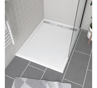 Receveur en acrylique Blanc 90x120x4 cm - Grille Linéaire Chrome - WHITENESS II