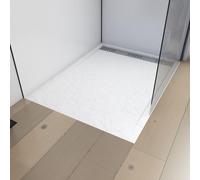 Receveur en acrylique Blanc Effet Pierre 80x120x4 cm - Grille Linéaire Chrome - MOON